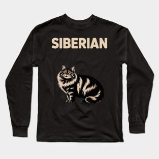Siberian Cat Silhouette Siberian Cat Lover Long Sleeve T-Shirt